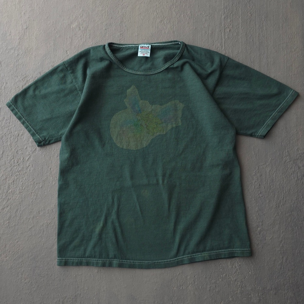 Vintage 90s Anvil Green T-shirt Size M Hand Dyed Graphic